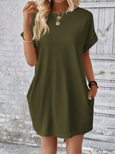 Load image into Gallery viewer, Pocketed Round Neck Short Sleeve Dress