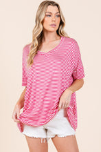 Load image into Gallery viewer, BOMBOM Striped V-Neck T-Shirt
