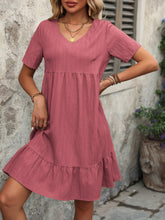 Load image into Gallery viewer, V-Neck Short Sleeve Mini Dress