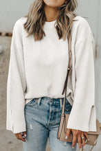 Load image into Gallery viewer, Textured Round Neck Long Sleeve Sweater