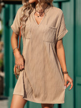 Load image into Gallery viewer, Pocketed Notched Short Sleeve Dress