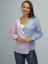 Load image into Gallery viewer, Contrast Tied Flounce Sleeve Blouse