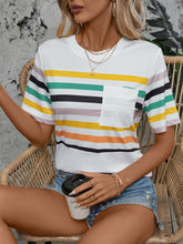 Load image into Gallery viewer, Striped Round Neck Short Sleeve T-Shirt