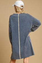 Load image into Gallery viewer, Umgee Peace Lace Applique Frayed Hem French Terry Mini Dress