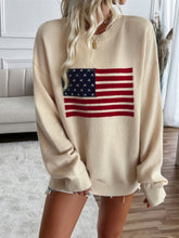 Load image into Gallery viewer, Devine US Flag Round Neck Long Sleeve Knit Top