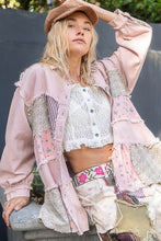 Load image into Gallery viewer, POL Raw Hem Patchwork Dropped Shoulder Jacket