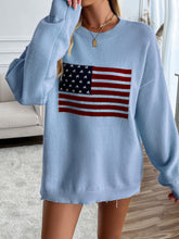 Load image into Gallery viewer, Devine US Flag Round Neck Long Sleeve Knit Top