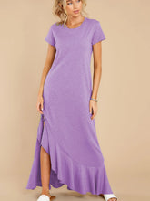 Load image into Gallery viewer, Slit Round Neck Short Sleeve Maxi Dress
