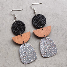 Load image into Gallery viewer, Leather & Wood Drop Earrings