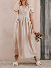 Load image into Gallery viewer, V-Neck Short Sleeve Midi Dress