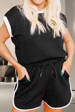 Load image into Gallery viewer, Contrast Trim Round Neck Top and Shorts Set