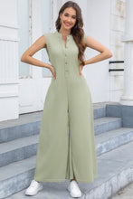 Load image into Gallery viewer, Half Button Wide Leg Jumpsuit with Pockets