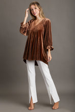 Load image into Gallery viewer, Umgee Godet Hem Polka Dot V-Neck Blouse