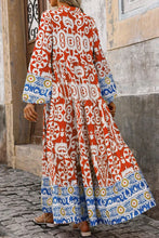 Load image into Gallery viewer, Printed Notched Long Sleeve Maxi Dress