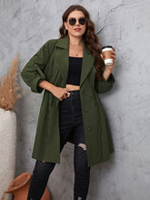 Load image into Gallery viewer, Honey Plus Size Lapel Collar Roll-Tab Sleeve Trench Coat