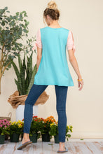 Load image into Gallery viewer, Celeste Full Size Open Tie Sleeve Floral Contrast Top