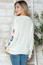 Load image into Gallery viewer, Crochet Flower V-Neck Sweater