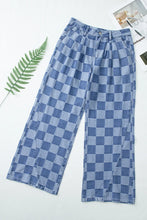 Load image into Gallery viewer, Checkered Wide Leg Jeans with Pockets