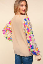 Load image into Gallery viewer, Haptics Floral Sequins Mesh Flounce Sleeve Sweater