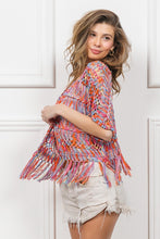 Load image into Gallery viewer, BiBi Open Front Fringed Crop Knit Cardigan
