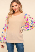 Load image into Gallery viewer, Haptics Floral Sequins Mesh Flounce Sleeve Sweater