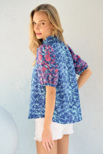 Load image into Gallery viewer, Hailey & Co Embroidered Puff Sleeve Printed Blouse
