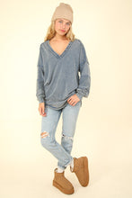 Load image into Gallery viewer, VERY J Washed V-Neck Exposed Seam Knit Top