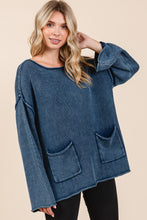 Load image into Gallery viewer, Mittoshop Mineral Wash Patch Pocket Cut Edge Sweater