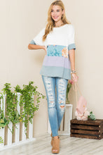 Load image into Gallery viewer, Celeste Full Size Contrast Color Block Round Neck T-Shirt