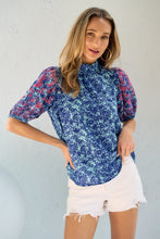 Load image into Gallery viewer, Hailey & Co Embroidered Puff Sleeve Printed Blouse