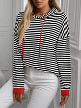 Load image into Gallery viewer, Mandy Striped Long Sleeve Hooded Knit Top