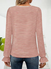 Load image into Gallery viewer, Striped Square Neck Flounce Sleeve Top