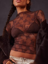 Load image into Gallery viewer, Lace Mock Neck Long Sleeve Blouse