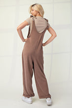 Load image into Gallery viewer, Celeste Full Size Ribbed Leopard Tied Shoulder Overalls