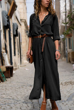 Load image into Gallery viewer, Button Down Side Slit Shirt Dress