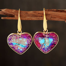 Load image into Gallery viewer, Natural Stone Heart Drop Earrings