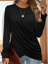 Load image into Gallery viewer, Ruched Round Neck Long Sleeve T-Shirt