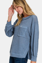 Load image into Gallery viewer, Zenana Exposed Seam Side Slit Long Sleeve Top