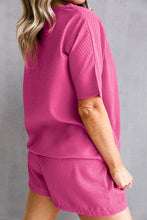 Load image into Gallery viewer, Waffle-Knit Round Neck Top and Shorts Set
