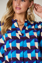 Load image into Gallery viewer, Double Take Full Size Geometric Notched Half Sleeve Blouse