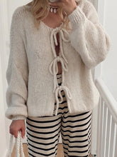 Load image into Gallery viewer, Tied Long Sleeve Dropped Shoulder Cardigan