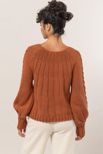 Load image into Gallery viewer, HYFVE Cable-Knit Round Neck Raglan Sleeve Sweater