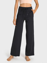 Load image into Gallery viewer, Drawstring Waist Wide Leg Sports Pants with Pockets