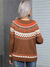 Load image into Gallery viewer, Angel Wings Geometric Round Neck Long Sleeve Sweater