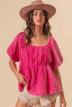 Load image into Gallery viewer, BiBi Pleated Puff Sleeve Washed Blouse