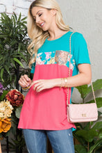 Load image into Gallery viewer, Celeste Full Size Flower Print Contrast Short Sleeve T-Shirt