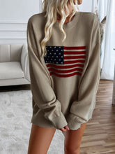 Load image into Gallery viewer, Devine US Flag Round Neck Long Sleeve Knit Top
