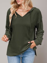 Load image into Gallery viewer, Double Take Drawstring Dropped Shoulder Long Sleeve Hoodie