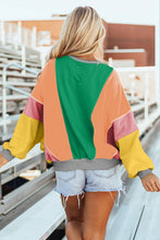 Load image into Gallery viewer, Color Block Round Neck Long Sleeve Top