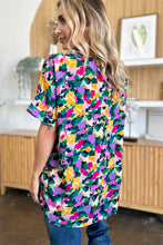 Load image into Gallery viewer, Double Take Full Size Printed V-Neck Short Sleeve Side Slit Top